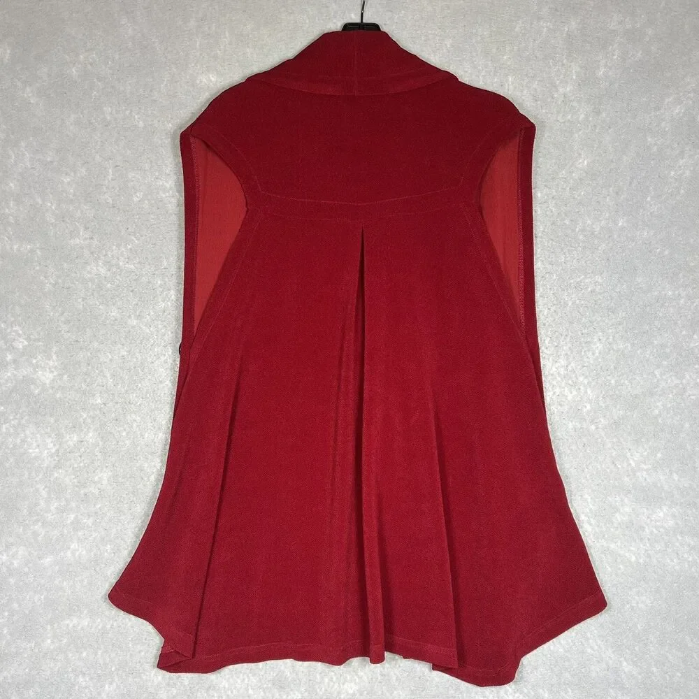 Soft Surroundings Cardigan Women Small Red Mesa Button Sleeveless Open Front